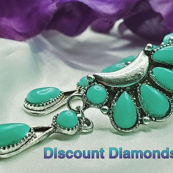 Vintage Kingman Turquoise Drop Dangle French Hook Earrings 925 Silver Women's - Picture 7 of 9